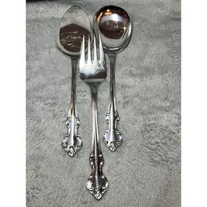 Eldan Japan Rococo Stainless Steel Serving‎ Utensils Set 3 Ornate Floral Vintage
